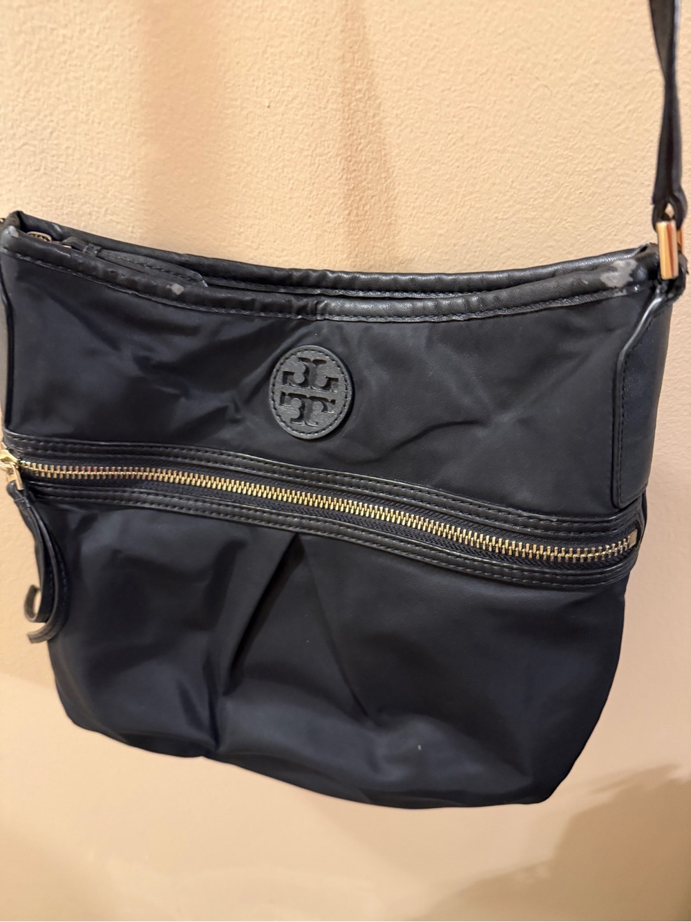 Tory Burch Black Nylon Crossbody with Gold Zipper